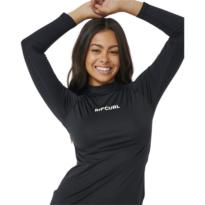 2024 Rip Curl Womens Classic Surf Long Sleeve UPF Rash Vest 17MWRV - Black